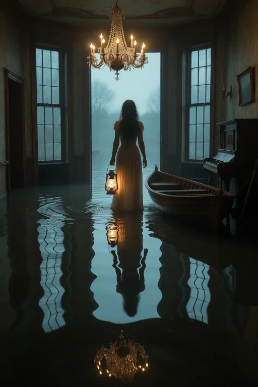 Surreal Photographic Interior, Full-body Of A 37-year-old Wo...