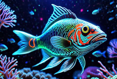 Photo-realistic Super Surreal Neon Glowing Fish In A Glowing... — SDXL AI Prompt: photo-realistic super surreal neon glowing fish in a glowing neon colorful lumin...