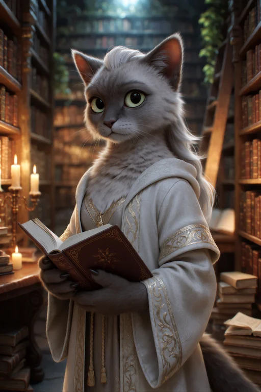 Ph0tika, Anthropomorphic, A Cat Woman With Soft Gray Fur, We...