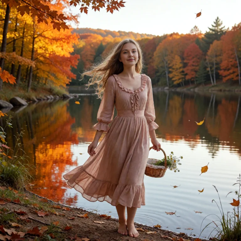 Jenny, Wearing A Flowy, Dusty Rose-colored Midi Dress With D...