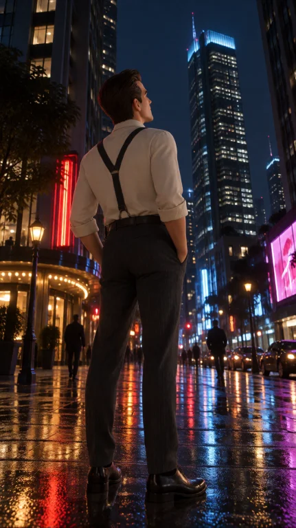 Rygnn Man, Full Length From Behind, Low Angle, Standing Stil...