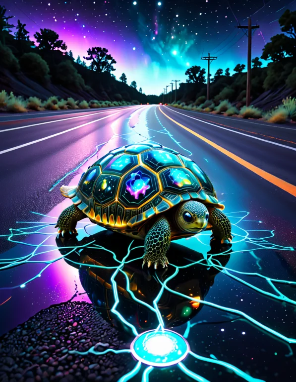 Biolumens Universe, Enormous Ancient Tortoise Slowly Crossin...