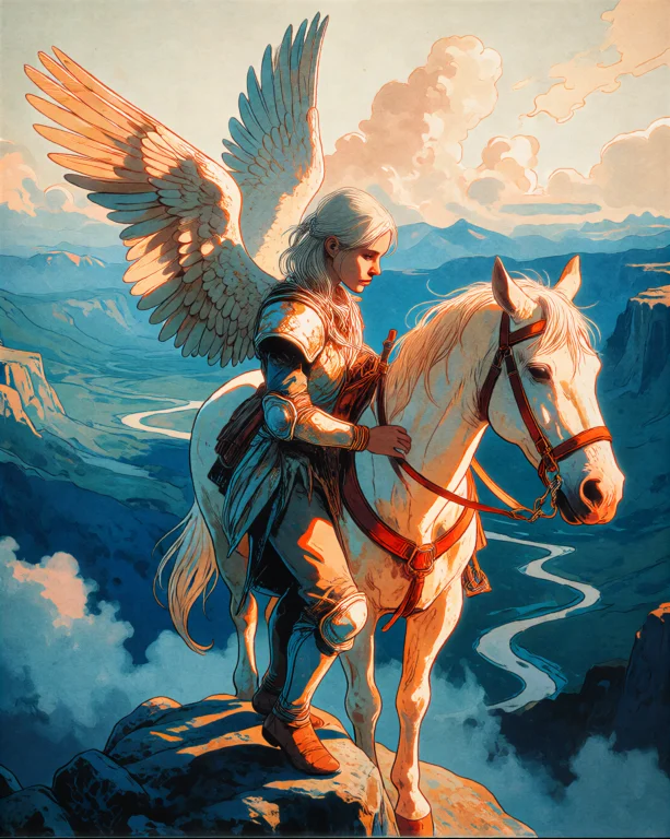 A Digital Painting In Contemporary Fantasy Style A Winged Wa...