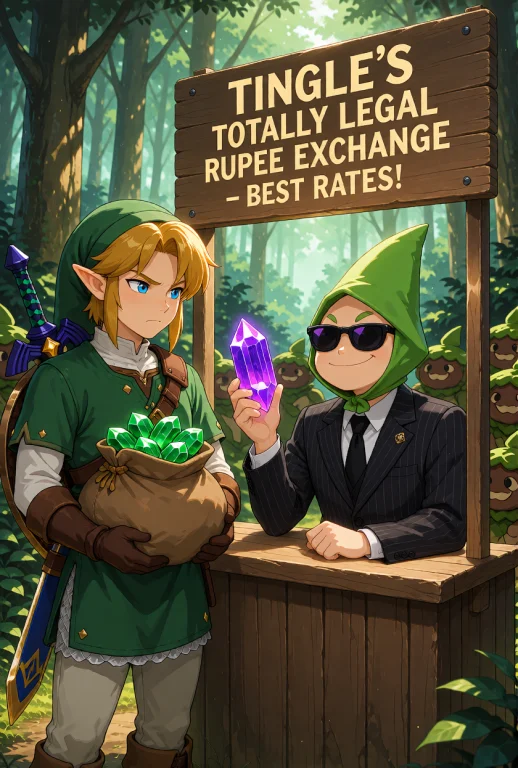 Link And Tingle From The Legend Of Zelda, Hylian And Human,...