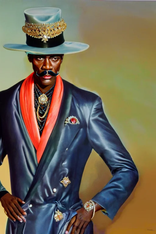 A 1977 Nyc Black Man With A Mustache Is A Pimp Wearing A Fab...