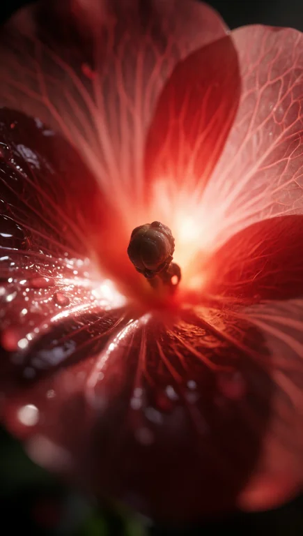 A Photorealistic Close-up Shot From Within A Translucent, Gl...