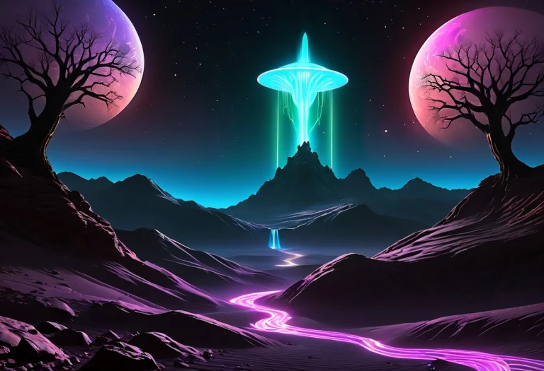 A Breathtaking Cinematic Shot Of An Alien Planet Landscape A...