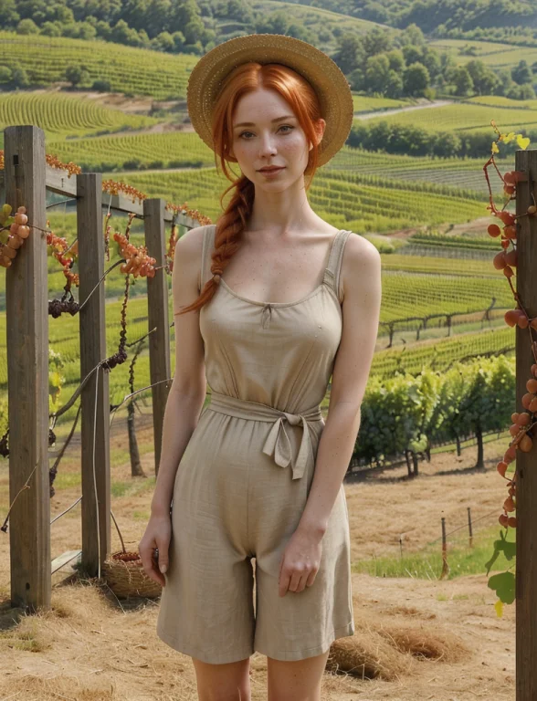 Portrait Photo Of A Female Vineyard Pruner1.2, In A Quiet Vi...