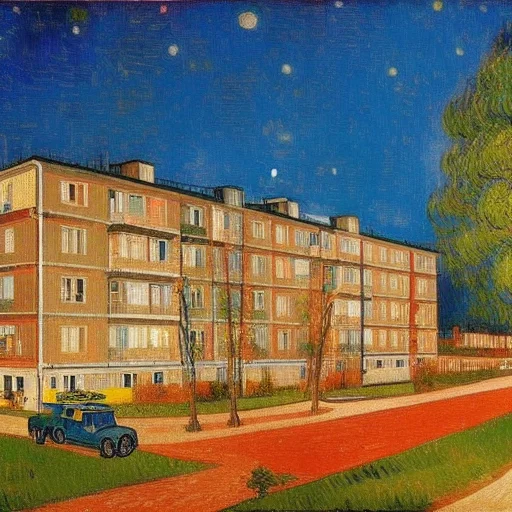 Painting Of Khrushchevka1.3 By Van Gogh, Starry Night
