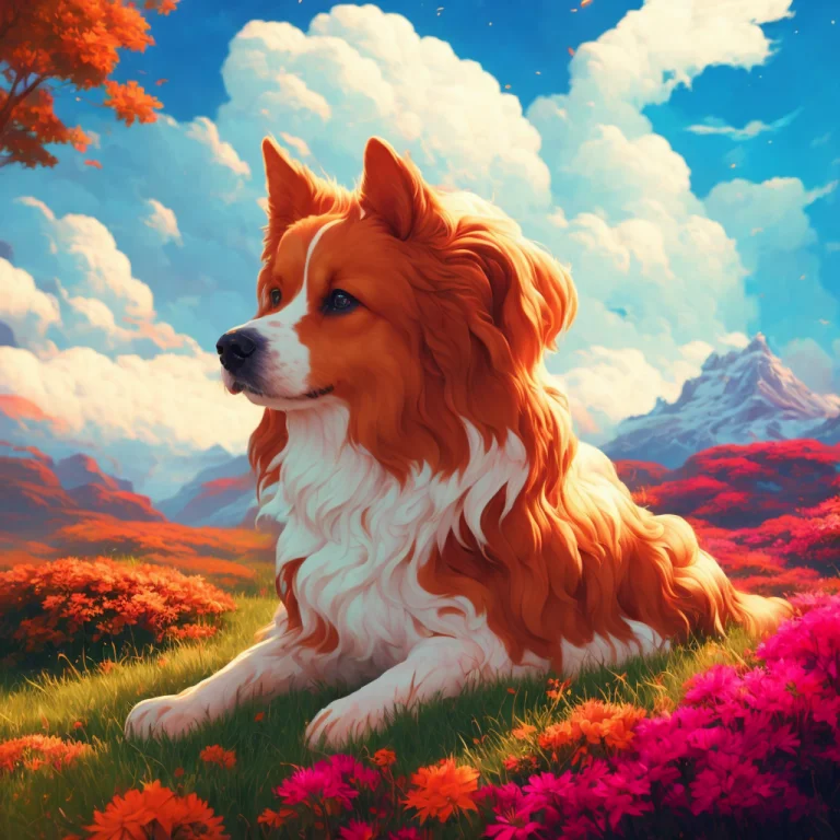A Cute Dog, Fantasy, Beautiful Clouds, Colorful, Moody, Art...