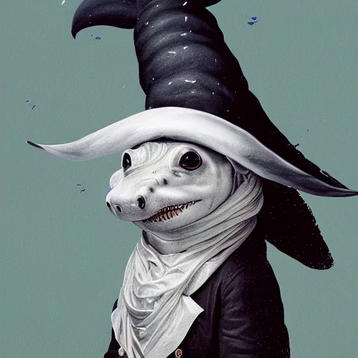 A Painting Of A Shark Wearing A Tricorn Hat By Dr-strange