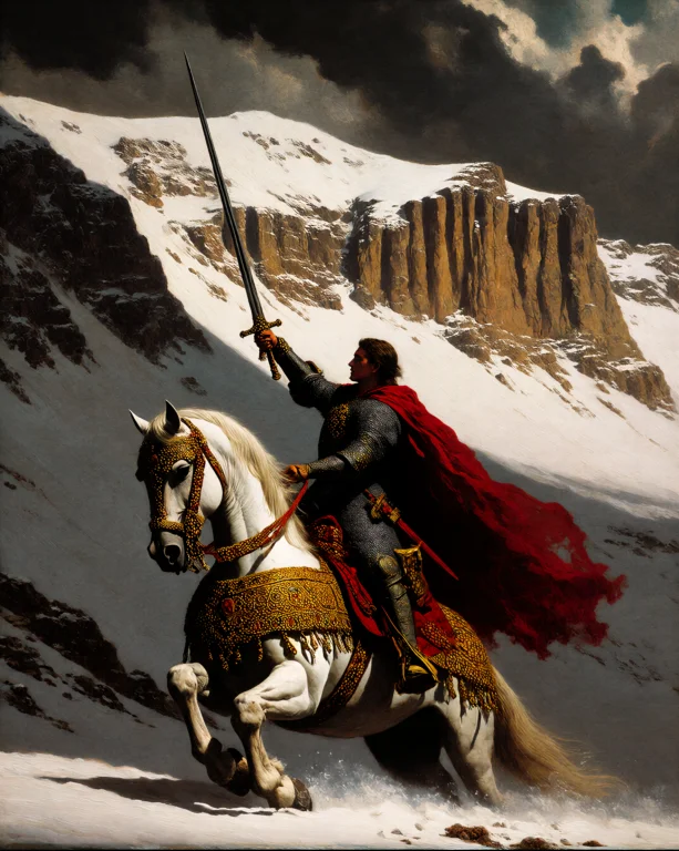 Dcdrkfntsy. A Knight In Full Ornate Armor Sits Rigid On A Wh...