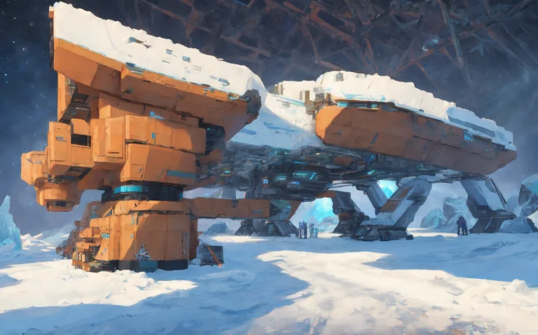 A Render Of A Sci-fi Space Outpost On A Frozen Ice Planet