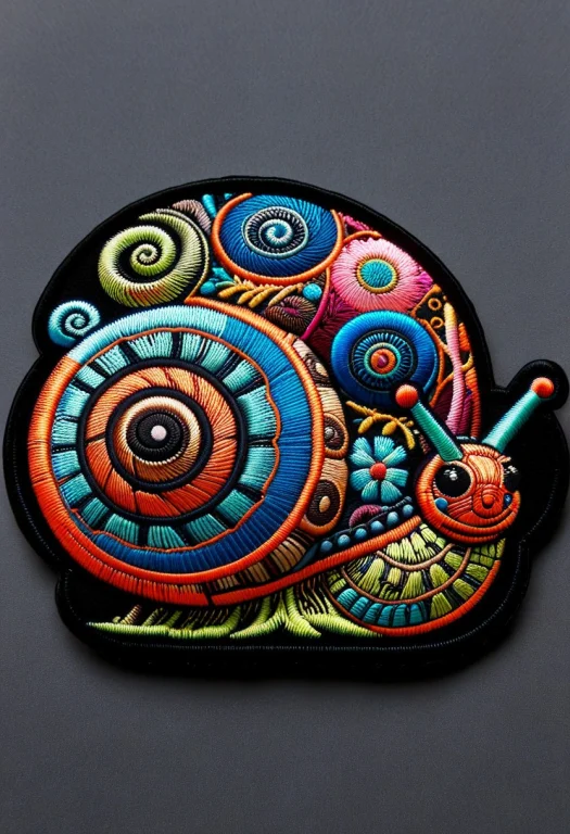 Ral-embroideredpatch Snail, Stitch Snail, Snail Made Of Stit...