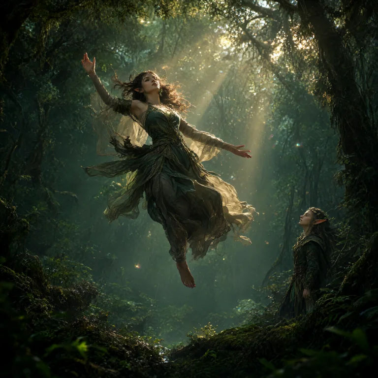 A Hyperdetailed, Cinematic Shot Of A Woman In The Deep Fores...
