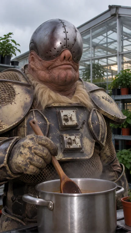 Tvlk Alien Man, Chest-up, Eye-level, Stirring Pot With Woode...