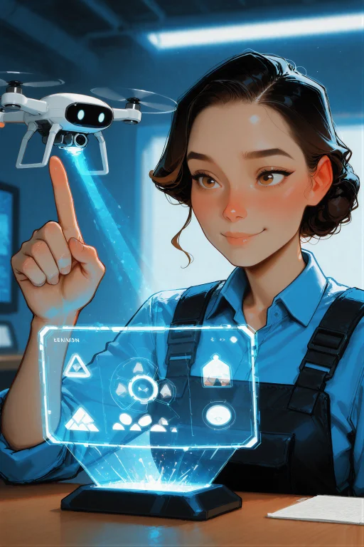 Digital Illustration, A Woman Engineer Interacting With A Sm...