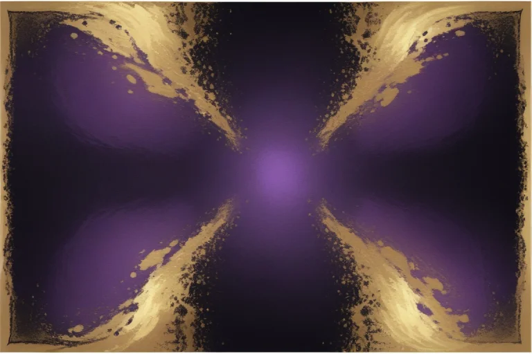 Abstract Painting. Deep Violet, Gold And Black Brushstrokes