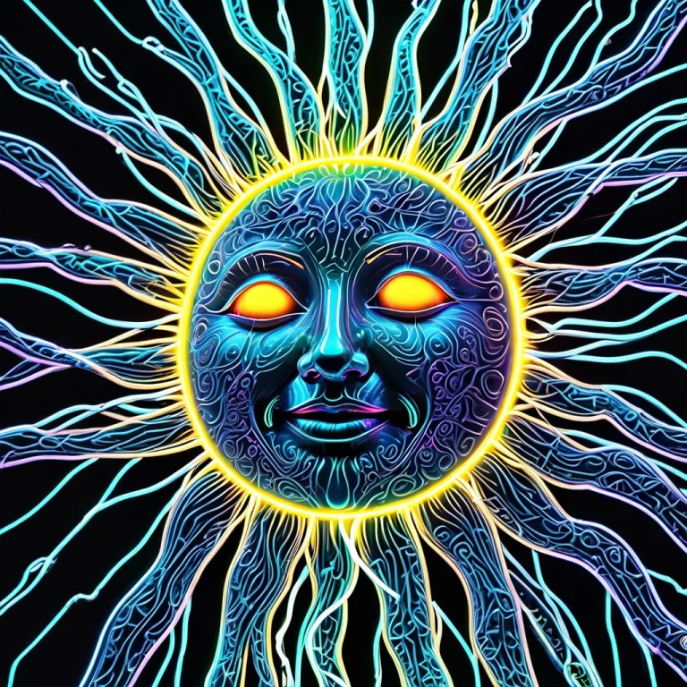 Sun, Sunshine, Neon Light, Black Background, Glowing,