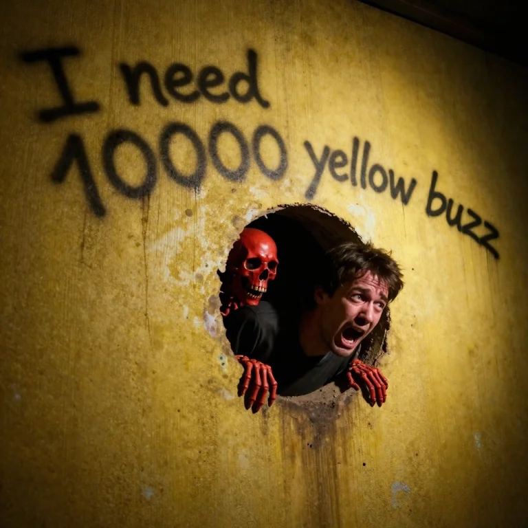 A Dirty Yellow Concrete Wall With A Small Circular Hole In T...