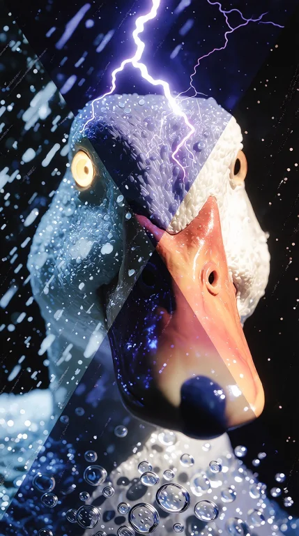A Duck Experiencing Four Weather Forecasts At Once Snow Fall...