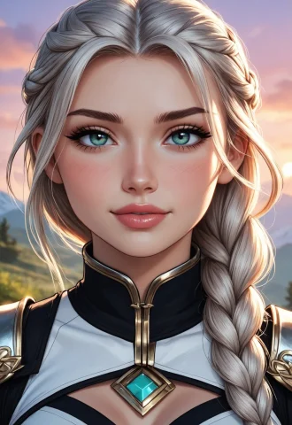 Woman Face Closeup, Low-braided Long Hair, , Detailed Portra... — Stable Diffusion AI Prompt: woman face closeup, low-braided long hair, , Detailed portrayal, Astounding narr...