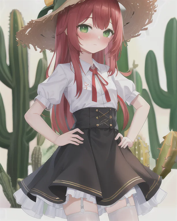 Simple Background, Greeneyes,redhair, Blush, Flatchest, Solo...