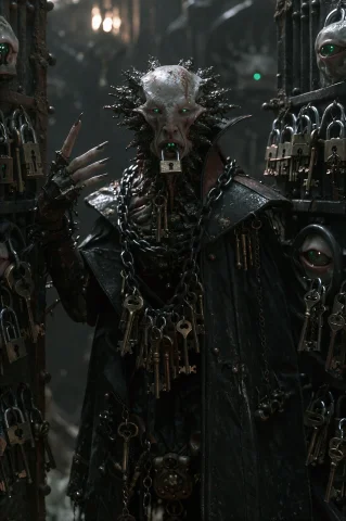 Duskm1re, Full-body Shot Of The Lock Baron, A Ruling Lord Of... — Stable Diffusion AI Prompt: Duskm1re, Full-body shot of the Lock Baron, a ruling lord of an alien hell, stan...
