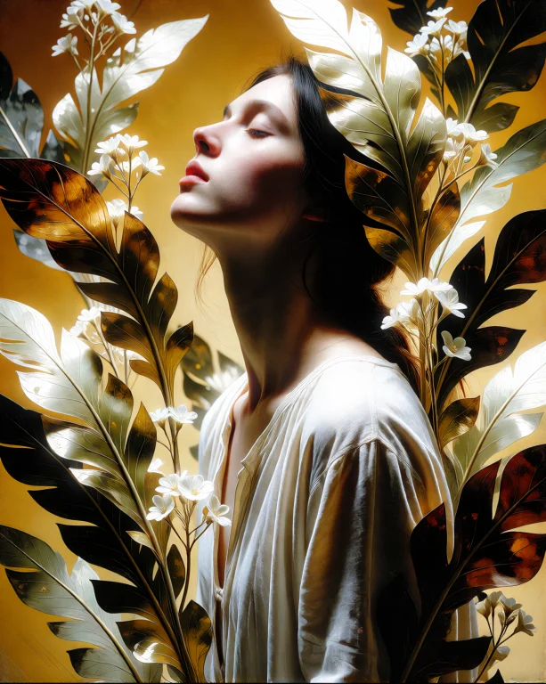 Ethrift An Oil Painting On Canvas. A Figure With Pale Skin E...