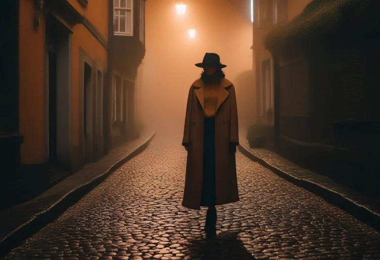 A Layered Outfit On A Misty Cobbled Lane, Documentary Photog...