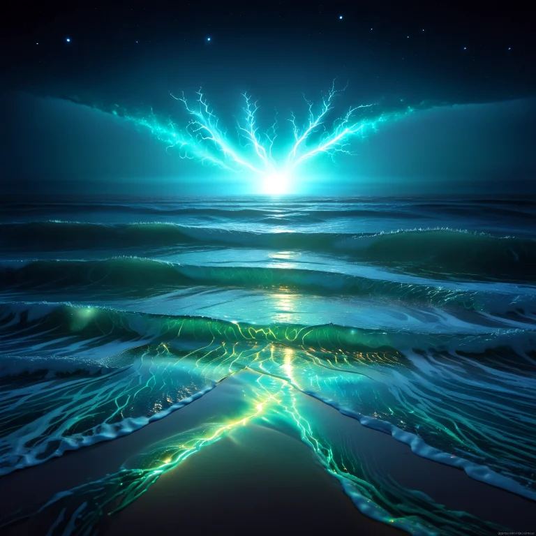 Photo Of The Ocean In The Night. It Is Glowing Mysteriously....
