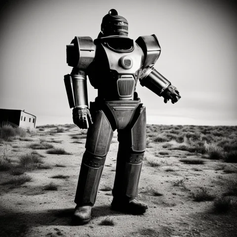 Mother, Post Apocalypse, Apocalyptic, Radioactive, Power Arm... — Stable Diffusion AI Prompt: Mother, post apocalypse, apocalyptic, radioactive, power armor, Cinema768-BW