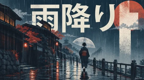 Same Picture, But The Letters Should Say . — Stable Diffusion AI Prompt: Same picture, but the letters should say: "雨降り".