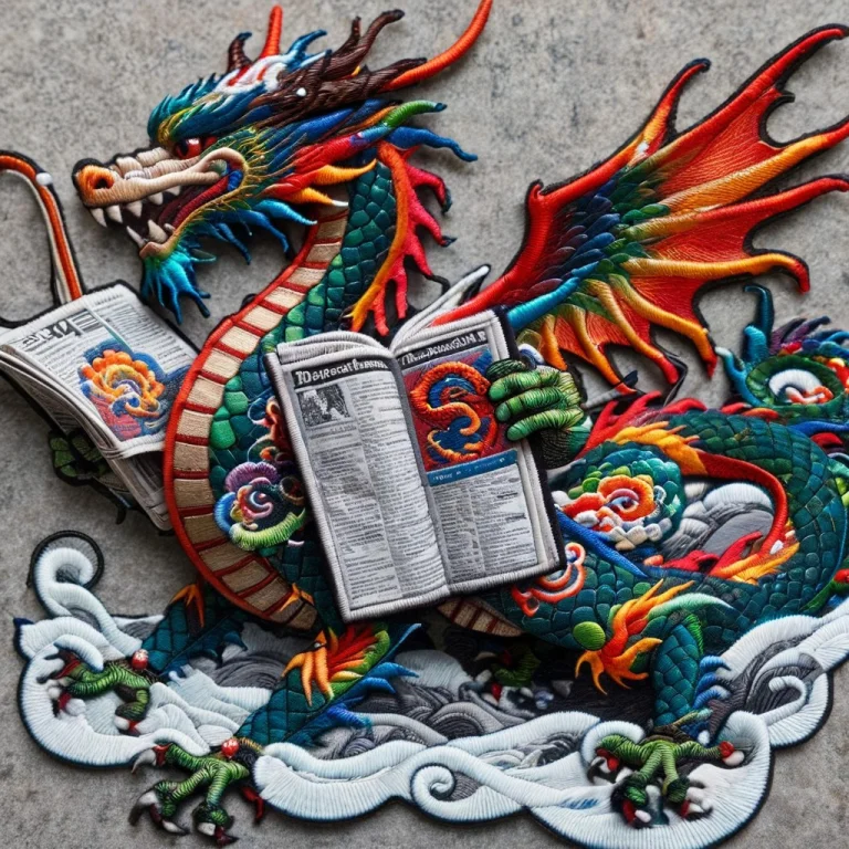 Ral-embroideredpatch A Dragon, Wings Open, Snowboarding Whil...