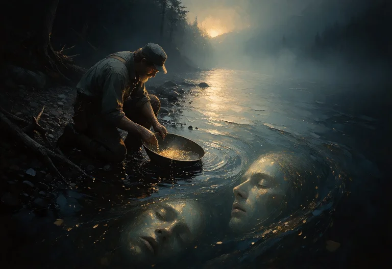 Symbolist Oil Painting On Linen Canvas, Horizontal 32 Frame,...