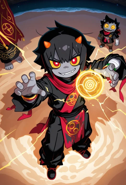 Solo, 2d, 1girl, 1boy, Karkat Vantas, Red Eyes, Yellow Scler...