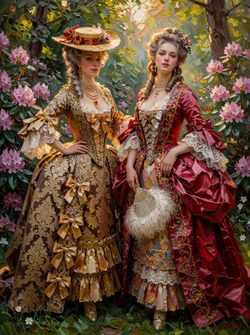 Abstract Impasto Expressionistic Fine Art Portrait Of Two El... — Stable Diffusion AI Prompt: Abstract impasto expressionistic fine art portrait of two elegant women in elabo...
