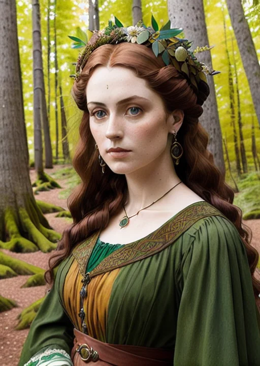Head And Shoulders Portrait Of The Celtic Forest Goddess Bea...