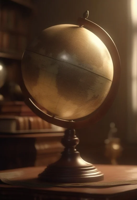 An Antique Globe Gone Soft With Age, Hyperrealistic, Rim Lig...