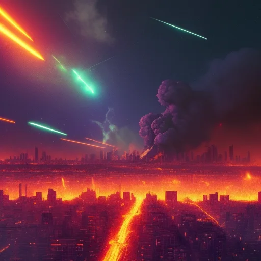 Apocalypse, Meteor Shower, Burning Meteors Destroy A Dilapid...