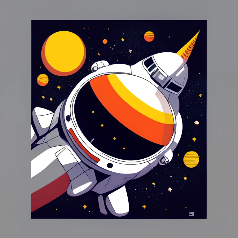 Space Station On A Flat Color Background, T-shirt Logo In Th...