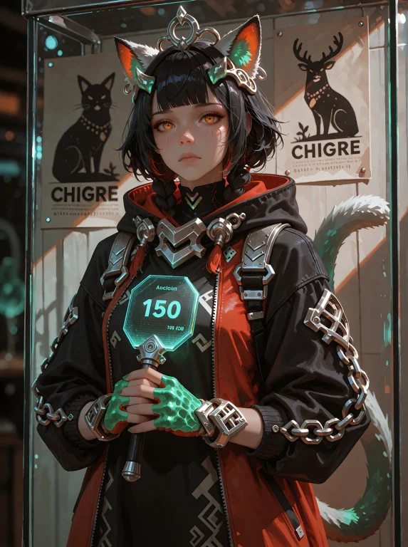 Mixim, A Young Woman Stands In A Glass Display Case Wearing...