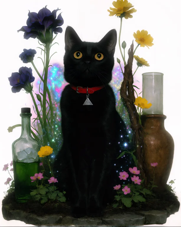 Dcgr1mdrk. A Black Cat Sits Centered Against A Solid White B...