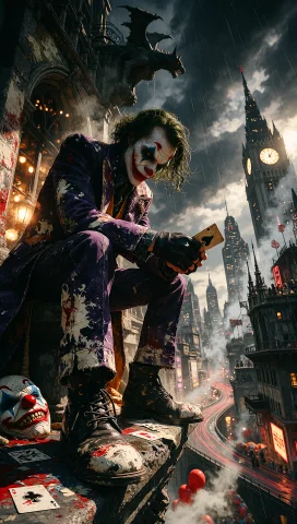 A Dark, Cinematic Fine-art Portrait Of The Joker, Rendered A... — Stable Diffusion AI Prompt: A dark, cinematic fine-art portrait of the Joker, rendered as a dramatic contemp...