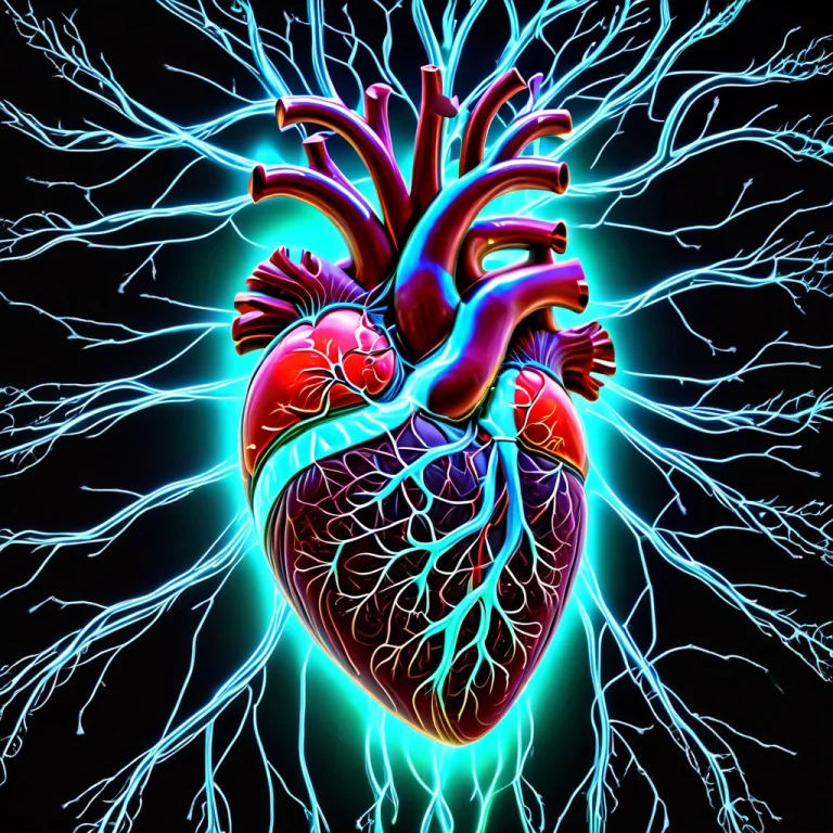 Human Heart, Heart Organ, Black Background, Glowing,