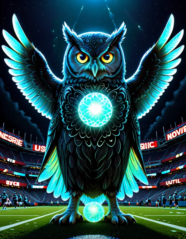 A Superb Owl At An American Football Game Made Of Organic Bi...