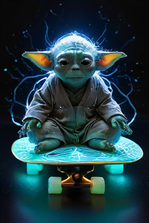 A Tranquil Photograph Of Yoda In A Meditation Pose Floating...