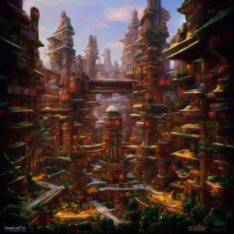 Solarpunk City With A Central Park.