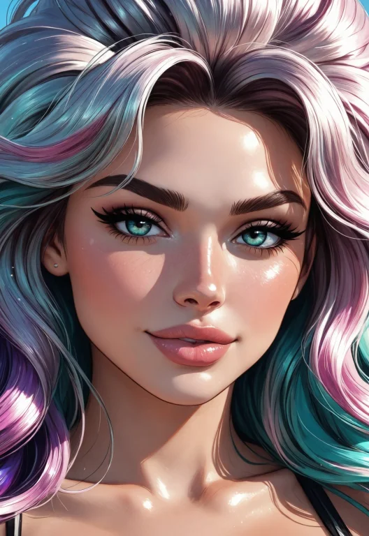 Woman Face Closeup, Big Hair, , Resplendent Detail, Revoluti...