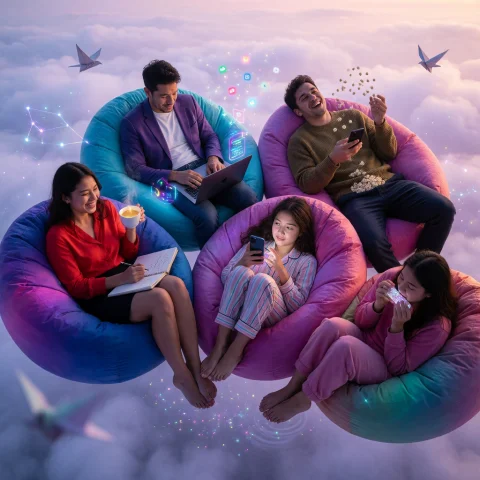 Happy Family In The Sky — Stable Diffusion AI Prompt: happy family in the sky